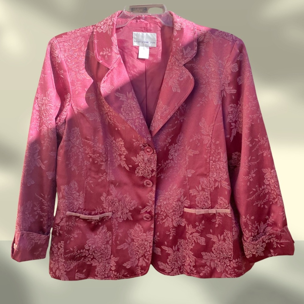 Floral Embroidered Vintage Mauve Pink Blazer